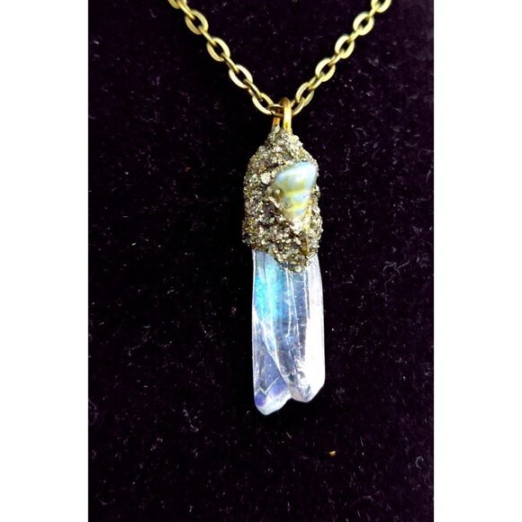 Hand Crafted Jewelry - Angel aura and seashell crystal necklace
